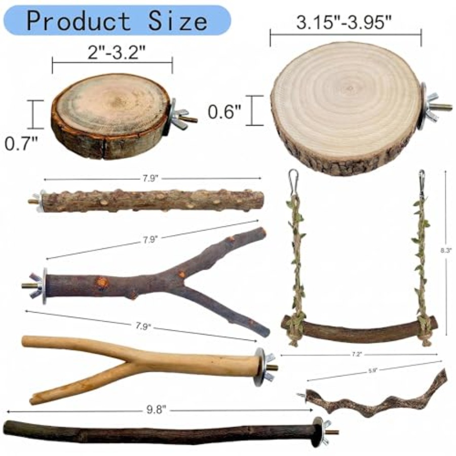 8PCS natural wood bird perches - Health & Wellness Utsg review and price