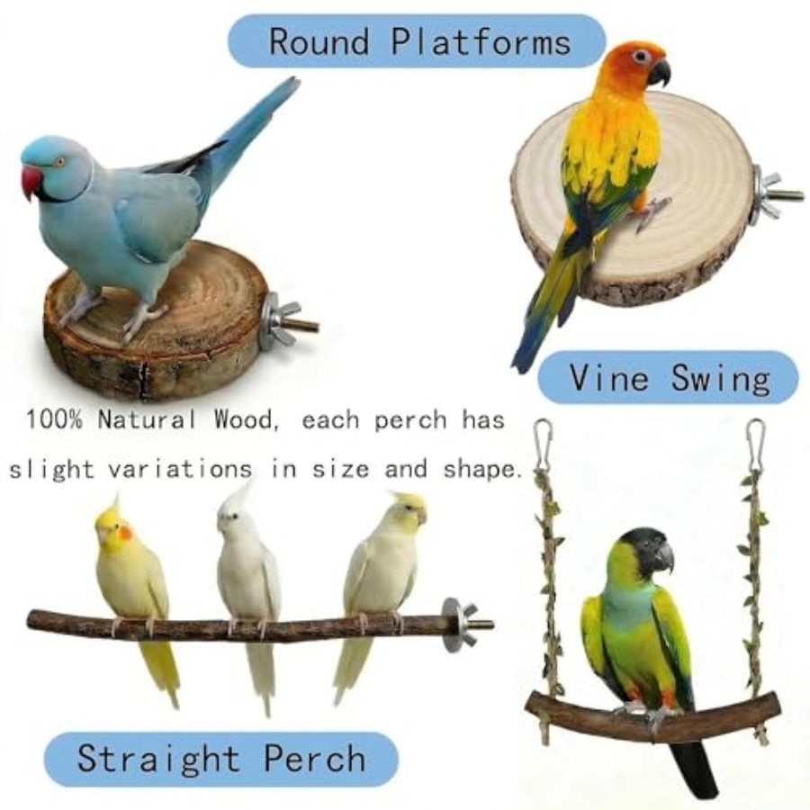 8PCS natural wood bird perches - Health & Wellness Utsg review and price